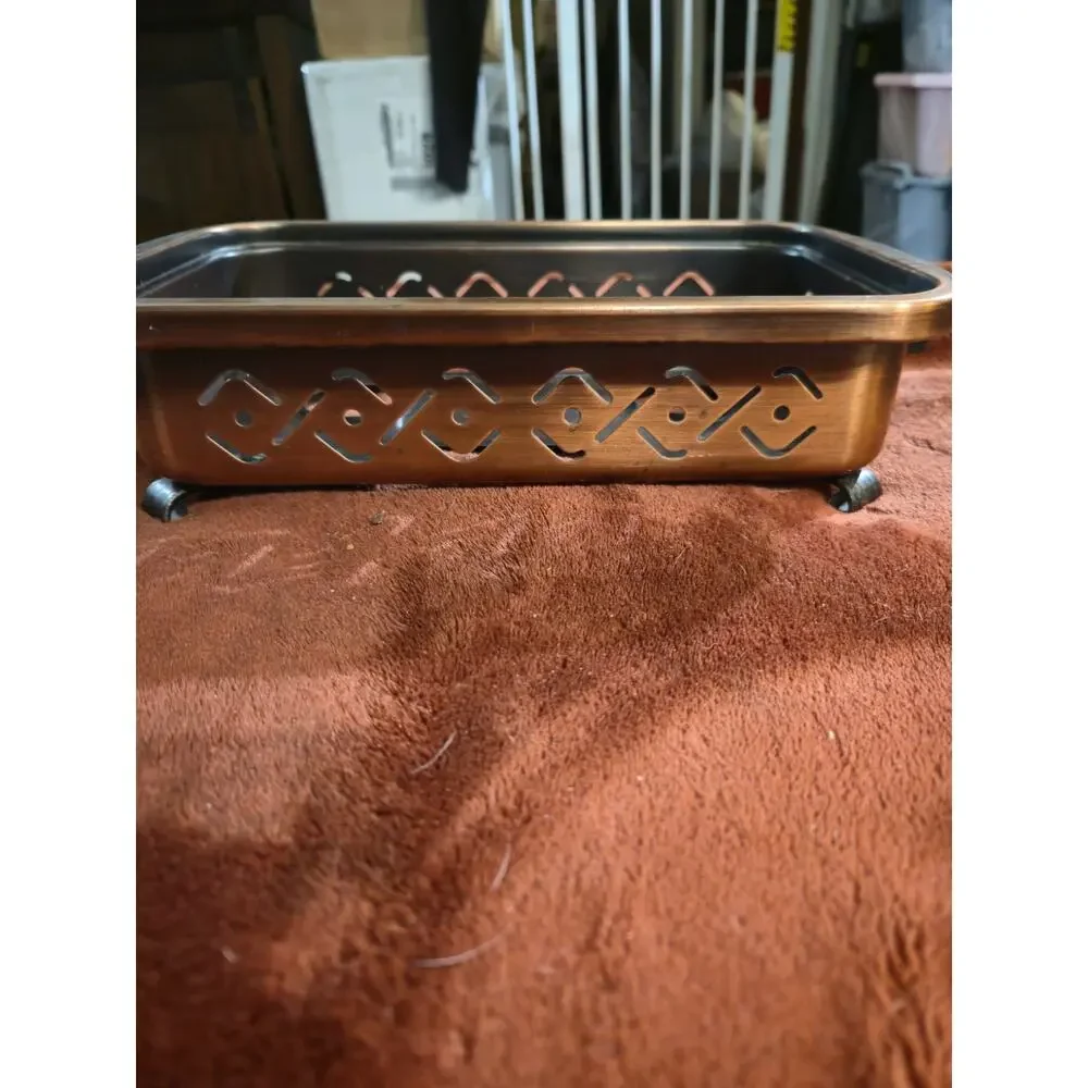 Vintage Stöckli Netstal Swiss Copper Hot Plate Food Warmer Tealight Buffet MCM